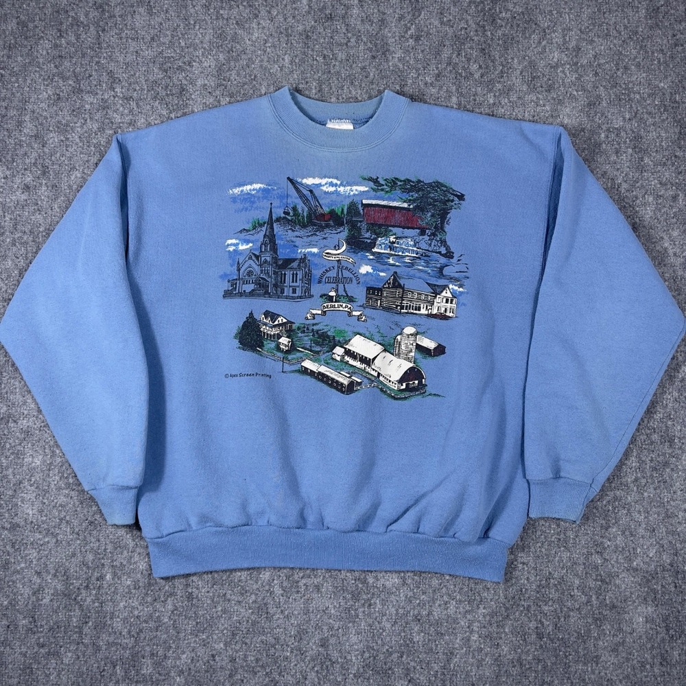 Hanes Sweatshirt Mens XL Blue Whiskey Rebellion Celebration Berlin PA Vintage
